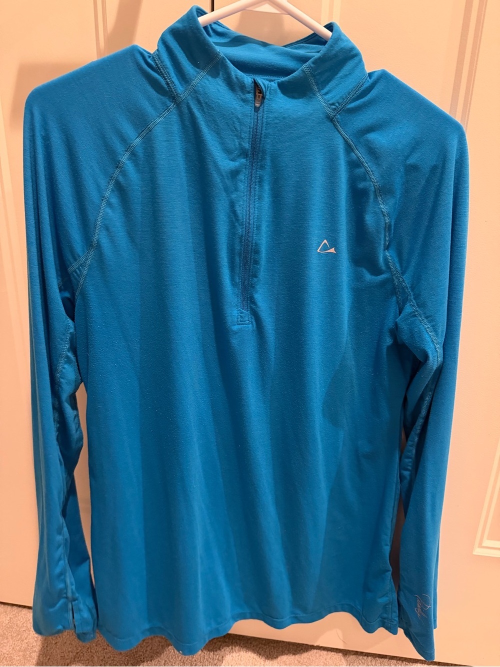 Women’s Blue Half-Zip Performance Merino Wool Shirt - Picture 3 of 3